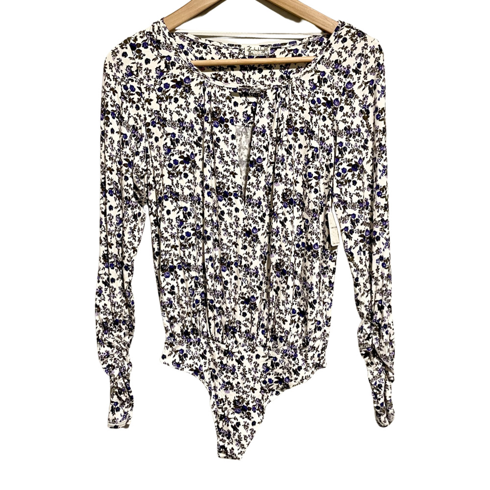 BRAND NEW Free People Kaya Print Cutout Bodysuit Floral Long Sleeve Top